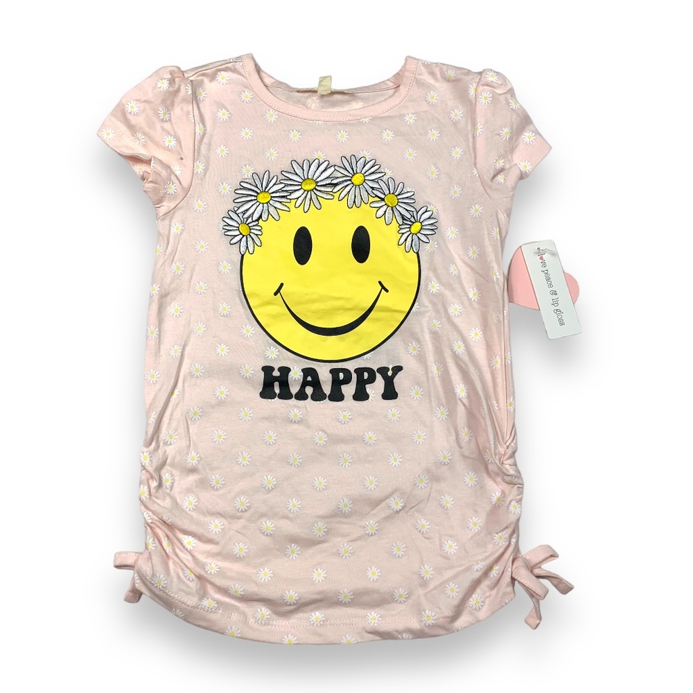Girls Love Peace & Lip Gloss Smiley Face Top Sz 5